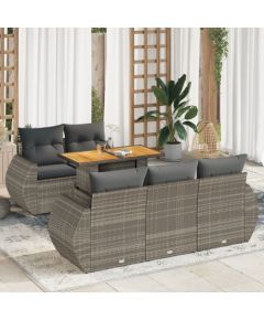 vidaXL 6-cz. zestaw mebli ogrodowych z poduszkami, szary, polirattan Dārza mēbeļu komplekti