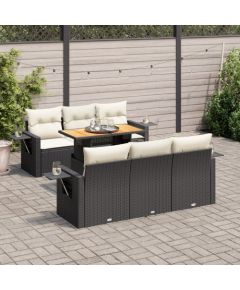 vidaXL 7-cz. zestaw wypoczynkowy do ogrodu, z poduszkami, czarny Dārza mēbeļu komplekti