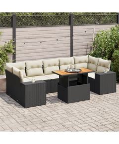 vidaXL 8-cz. zestaw wypoczynkowy do ogrodu, z poduszkami, czarny Dārza mēbeļu komplekti