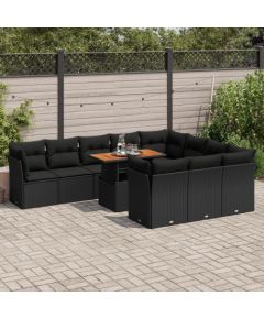 vidaXL 11-cz. zestaw wypoczynkowy do ogrodu, poduszki czarny rattan PE Dārza mēbeļu komplekti