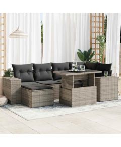 vidaXL 7-cz. zestaw wypoczynkowy do ogrodu, z poduszkami, szary Dārza mēbeļu komplekti