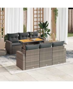 vidaXL 7-cz. zestaw wypoczynkowy do ogrodu, z poduszkami, szary Dārza mēbeļu komplekti