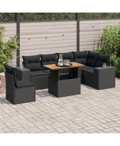 vidaXL 7-cz. zestaw wypoczynkowy do ogrodu, z poduszkami, czarny Dārza mēbeļu komplekti