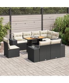 vidaXL 9-cz. zestaw wypoczynkowy do ogrodu, z poduszkami, czarny Dārza mēbeļu komplekti