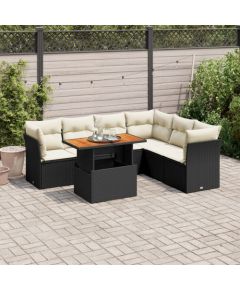 vidaXL 7-cz. zestaw wypoczynkowy do ogrodu, z poduszkami, czarny Dārza mēbeļu komplekti