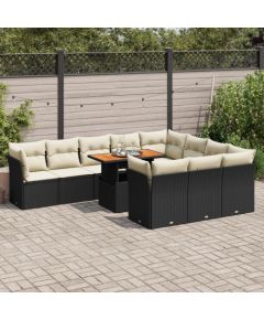 vidaXL 11-cz. zestaw wypoczynkowy do ogrodu, poduszki czarny rattan PE Dārza mēbeļu komplekti