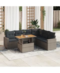 vidaXL 7-cz. zestaw wypoczynkowy do ogrodu, z poduszkami, szary Dārza mēbeļu komplekti