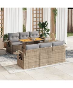 vidaXL 7-cz. zestaw wypoczynkowy do ogrodu, z poduszkami, beżowy Dārza mēbeļu komplekti