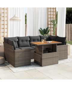 vidaXL 7-cz. zestaw wypoczynkowy do ogrodu, z poduszkami, szary Dārza mēbeļu komplekti