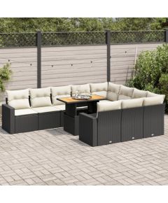 vidaXL 11-cz. zestaw wypoczynkowy do ogrodu, poduszki czarny rattan PE Dārza mēbeļu komplekti