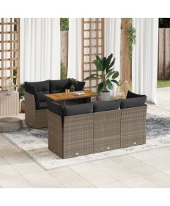 vidaXL 6-cz. zestaw mebli ogrodowych z poduszkami, szary, polirattan Dārza mēbeļu komplekti