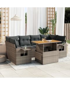 vidaXL 7-cz. zestaw wypoczynkowy do ogrodu, z poduszkami, szary Dārza mēbeļu komplekti