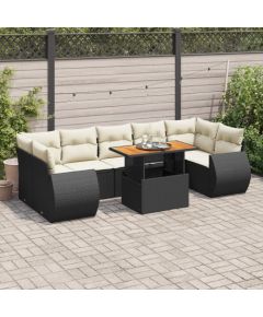 vidaXL 8-cz. zestaw wypoczynkowy do ogrodu, z poduszkami, czarny Dārza mēbeļu komplekti