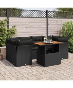 vidaXL 7-cz. zestaw wypoczynkowy do ogrodu, z poduszkami, czarny Dārza mēbeļu komplekti