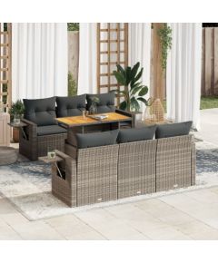 vidaXL 7-cz. zestaw wypoczynkowy do ogrodu, z poduszkami, szary Dārza mēbeļu komplekti