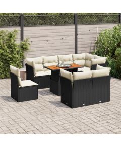 vidaXL 9-cz. zestaw wypoczynkowy do ogrodu, z poduszkami, czarny Dārza mēbeļu komplekti