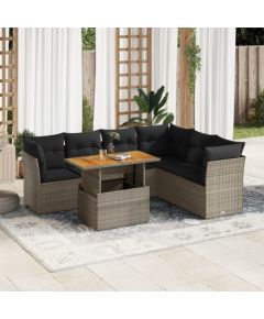 vidaXL 7-cz. zestaw wypoczynkowy do ogrodu, z poduszkami, szary Dārza mēbeļu komplekti