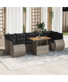 vidaXL 8-cz. zestaw mebli ogrodowych z poduszkami, szary, polirattan Dārza mēbeļu komplekti