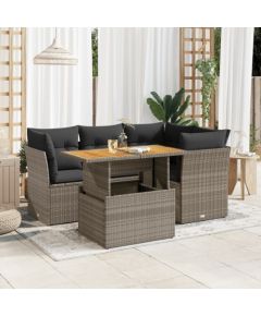 vidaXL 5-cz. zestaw wypoczynkowy do ogrodu, poduszki, szary rattan PE Dārza mēbeļu komplekti