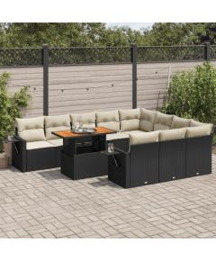 vidaXL 11-cz. zestaw wypoczynkowy do ogrodu, poduszki czarny rattan PE Dārza mēbeļu komplekti