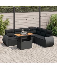 vidaXL 7-cz. zestaw wypoczynkowy do ogrodu, z poduszkami, czarny Dārza mēbeļu komplekti