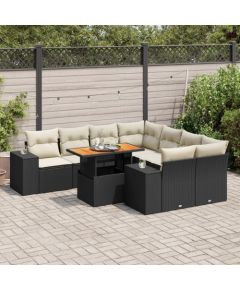 vidaXL 9-cz. zestaw wypoczynkowy do ogrodu, z poduszkami, czarny Dārza mēbeļu komplekti