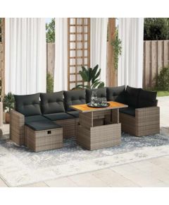 vidaXL 5-cz. zestaw wypoczynkowy do ogrodu, poduszki polirattan akacja Dārza mēbeļu komplekti