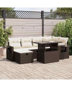 vidaXL vidaXL 7-cz. zestaw wypoczynkowy do ogrodu, z poduszkami, brązowy Dārza mēbeļu komplekti