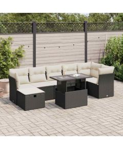 vidaXL vidaXL 8-cz. zestaw wypoczynkowy do ogrodu, z poduszkami, czarny Dārza mēbeļu komplekti