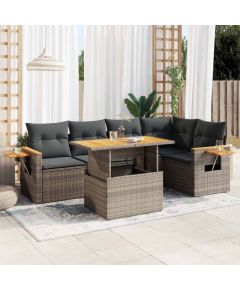 vidaXL vidaXL 5-cz. zestaw wypoczynkowy do ogrodu, poduszki polirattan akacja Dārza mēbeļu komplekti