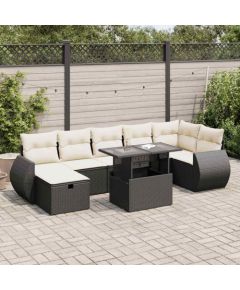 vidaXL vidaXL 8-cz. zestaw wypoczynkowy do ogrodu, z poduszkami, czarny Dārza mēbeļu komplekti