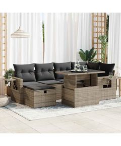 vidaXL vidaXL 7-cz. zestaw wypoczynkowy do ogrodu, z poduszkami, szary Dārza mēbeļu komplekti