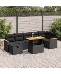 vidaXL vidaXL 5-cz. zestaw wypoczynkowy do ogrodu, poduszki, czarny rattan PE Dārza mēbeļu komplekti