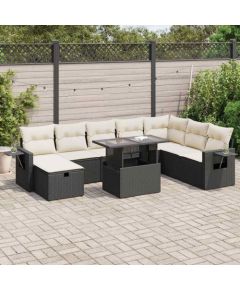 vidaXL vidaXL 9-cz. zestaw wypoczynkowy do ogrodu, z poduszkami, czarny Dārza mēbeļu komplekti