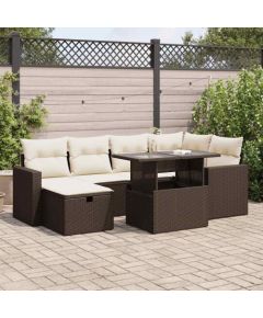 vidaXL vidaXL 7-cz. zestaw wypoczynkowy do ogrodu, z poduszkami, brązowy Dārza mēbeļu komplekti