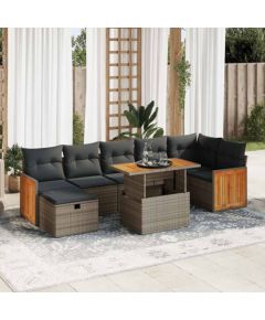 vidaXL vidaXL 5-cz. zestaw wypoczynkowy do ogrodu, poduszki, szary rattan PE Dārza mēbeļu komplekti