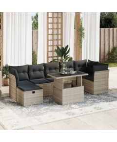 vidaXL vidaXL 8-cz. zestaw mebli ogrodowych, poduszki, jasnoszary polirattan Dārza mēbeļu komplekti