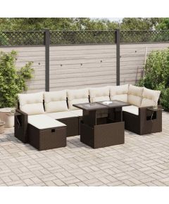 vidaXL vidaXL 8-cz. zestaw wypoczynkowy do ogrodu, z poduszkami, brązowy Dārza mēbeļu komplekti