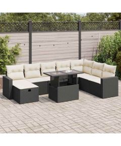 vidaXL vidaXL 9-cz. zestaw wypoczynkowy do ogrodu, z poduszkami, czarny Dārza mēbeļu komplekti