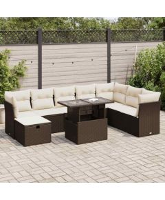 vidaXL vidaXL 9-cz. zestaw mebli ogrodowych z poduszkami, brązowy, polirattan Dārza mēbeļu komplekti