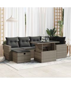 vidaXL vidaXL 7-cz. zestaw wypoczynkowy do ogrodu, z poduszkami, szary Dārza mēbeļu komplekti