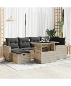 vidaXL vidaXL 7-cz. zestaw wypoczynkowy do ogrodu, z poduszkami, jasnoszary Dārza mēbeļu komplekti