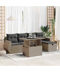 vidaXL vidaXL 6-cz. zestaw mebli ogrodowych z poduszkami, szary, polirattan Dārza mēbeļu komplekti