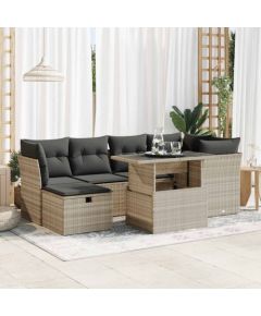 vidaXL vidaXL 7-cz. zestaw wypoczynkowy do ogrodu, z poduszkami, jasnoszary Dārza mēbeļu komplekti