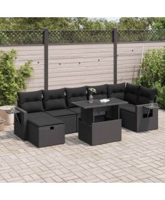 vidaXL vidaXL 8-cz. zestaw wypoczynkowy do ogrodu, z poduszkami, czarny Dārza mēbeļu komplekti