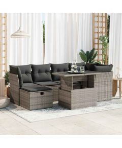 vidaXL vidaXL 7-cz. zestaw wypoczynkowy do ogrodu, z poduszkami, szary Dārza mēbeļu komplekti