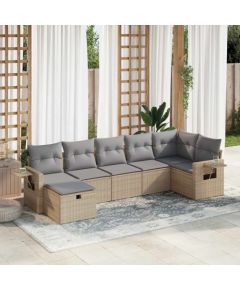 vidaXL 7-cz. zestaw wypoczynkowy do ogrodu, z poduszkami, beżowy Dārza mēbeļu komplekti