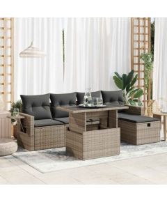 vidaXL vidaXL 6-cz. zestaw mebli ogrodowych z poduszkami, szary, polirattan Dārza mēbeļu komplekti