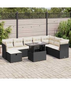 vidaXL vidaXL 9-cz. zestaw wypoczynkowy do ogrodu, z poduszkami, czarny Dārza mēbeļu komplekti