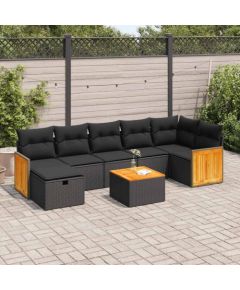 vidaXL 8-cz. zestaw wypoczynkowy do ogrodu, z poduszkami, czarny Dārza mēbeļu komplekti